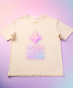Design je eigen tee — Soft Cream Bella+Canvas blanco shirt met holografische Your Design Here placeholder — BYZONO Custom