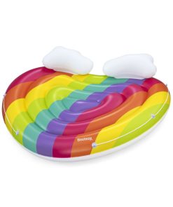 Opblaasbaar drijvend eiland regenboog zwembad zomer